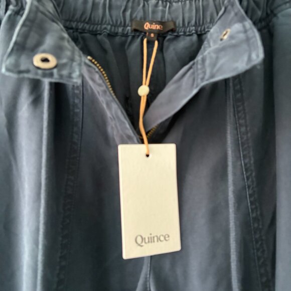 Quince Vintage Wash Tencel Drawstring Cargo Pants midnight blue women's small - Picture 3 of 5